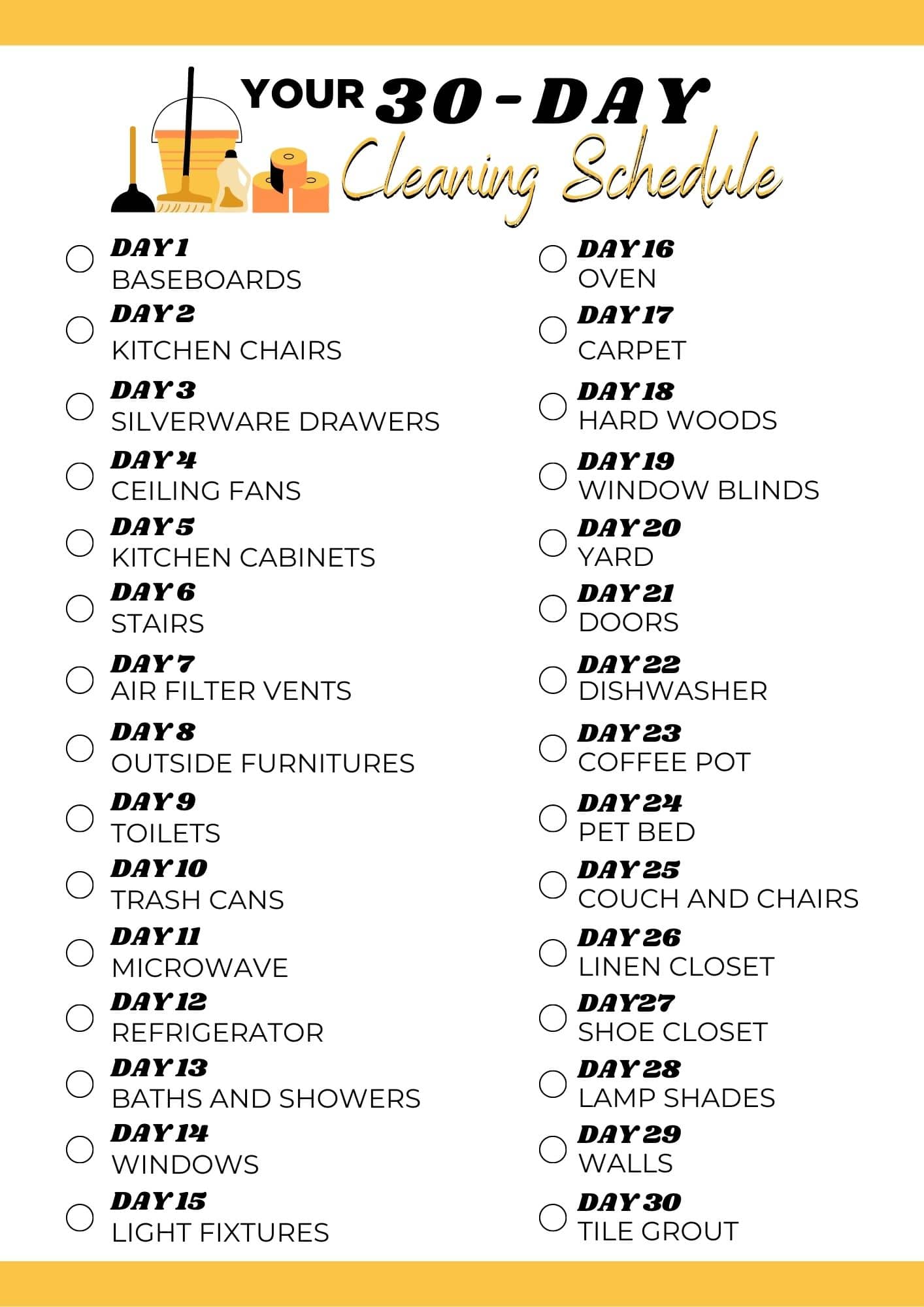 cleaning checklist