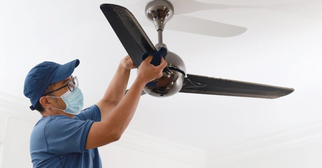 clean the ceiling and ceiling fan