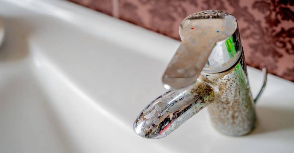 hard water stain on faucet