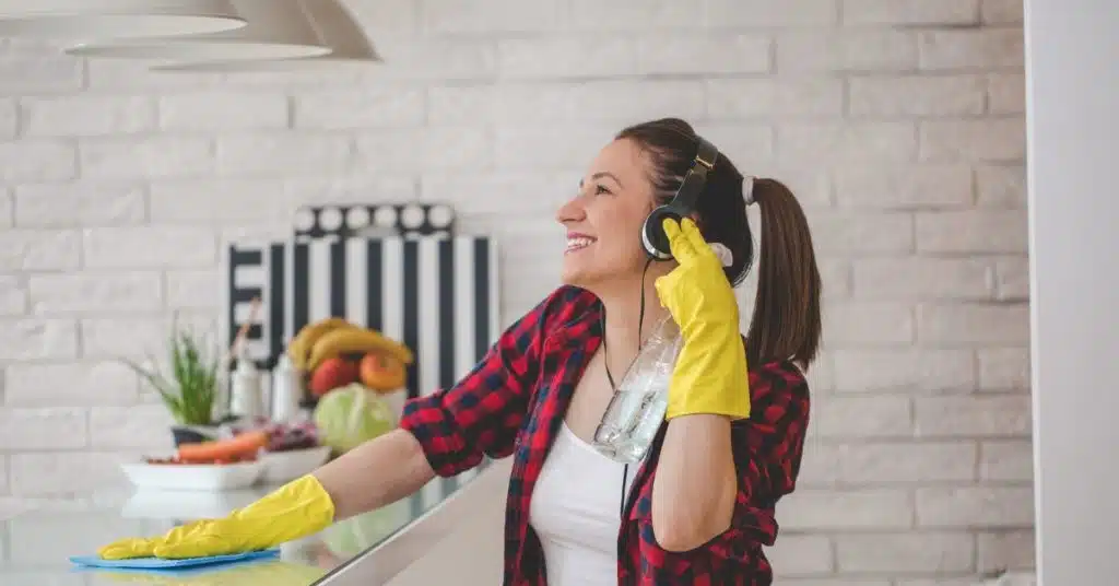 Listen to music while cleaning