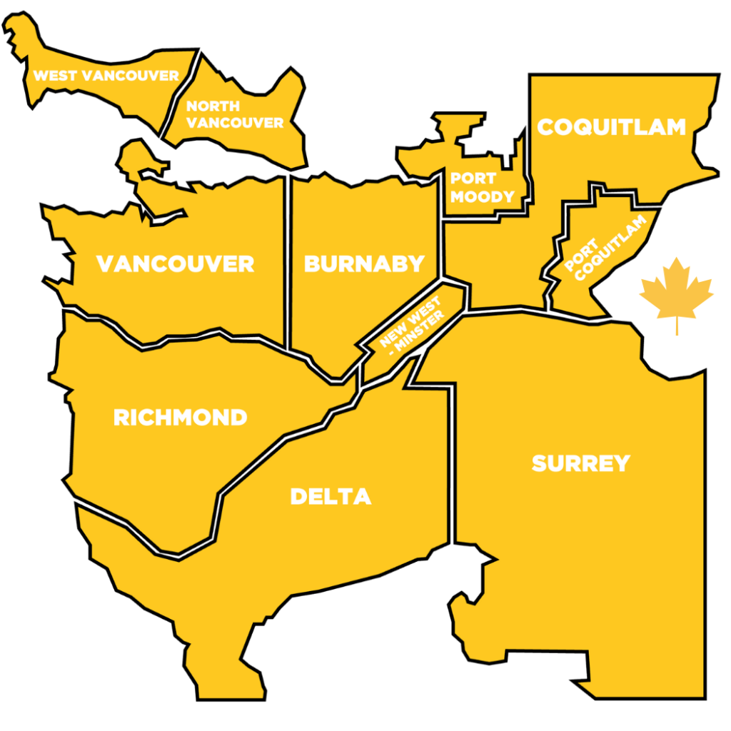 map of vancouver bc with city districts