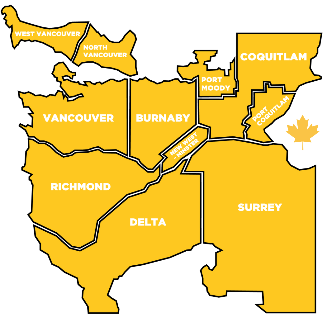map of vancouver bc with city districts