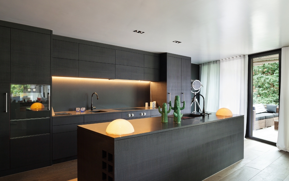 kitchen with black features