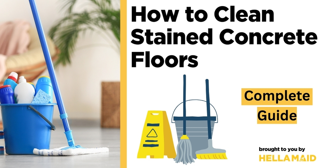 how to clean stained concrete floors