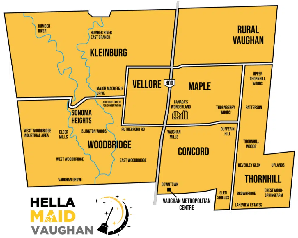 cleaning services area map for Vaughan