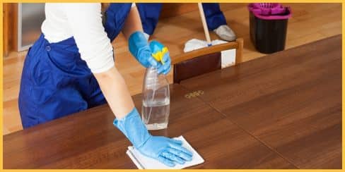 Toronto professional cleaners cleaning the dining area.