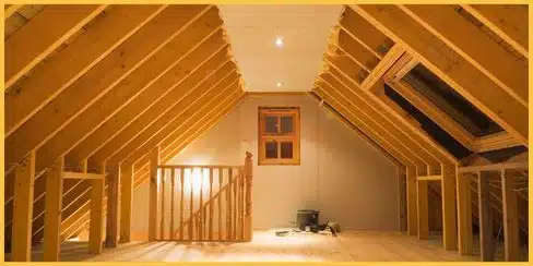 An inside of a clean attic.