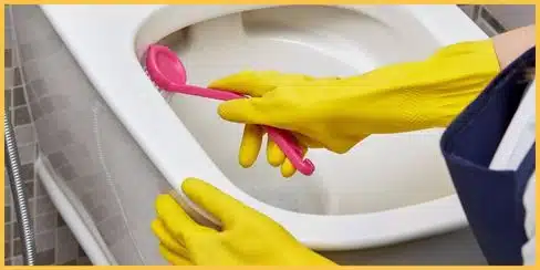 Hellamaid's cleaning professional in Ottawa brushing a toilet.