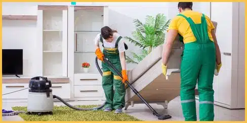 The team of Hellamaid, a professional cleaning service in Edmonton, tidying a house.