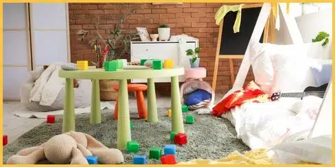 A messy living room.