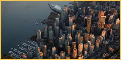 Aerial view of Downtown Vancouver.