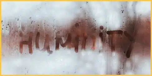 "Huminidy" written in the humid windows.