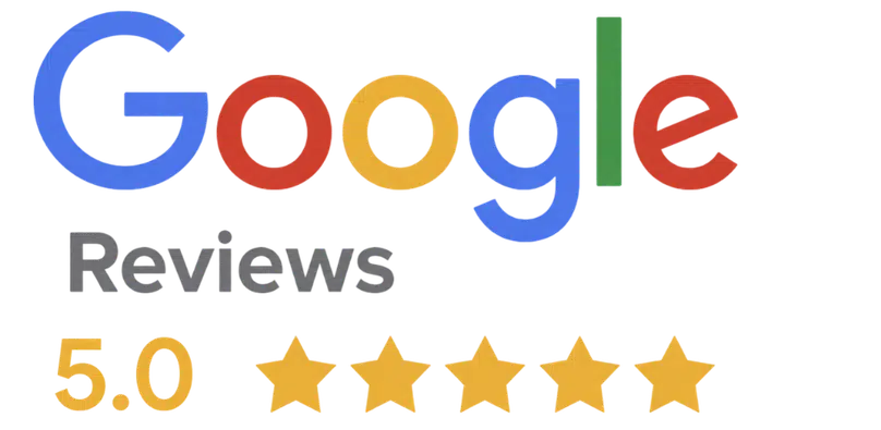 Google Reviews badge displaying a 5.0 star rating