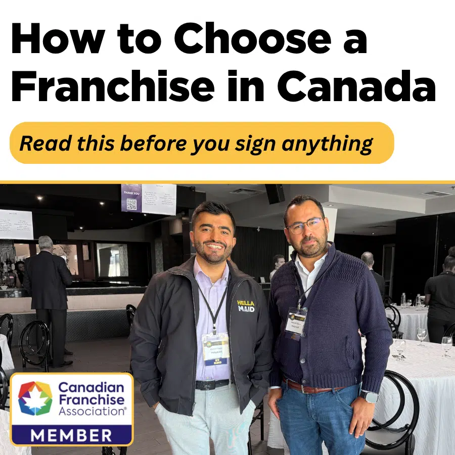 Hellamaid co-founders Ahmed Mezil and Abdul at a Canadian Franchise Association event