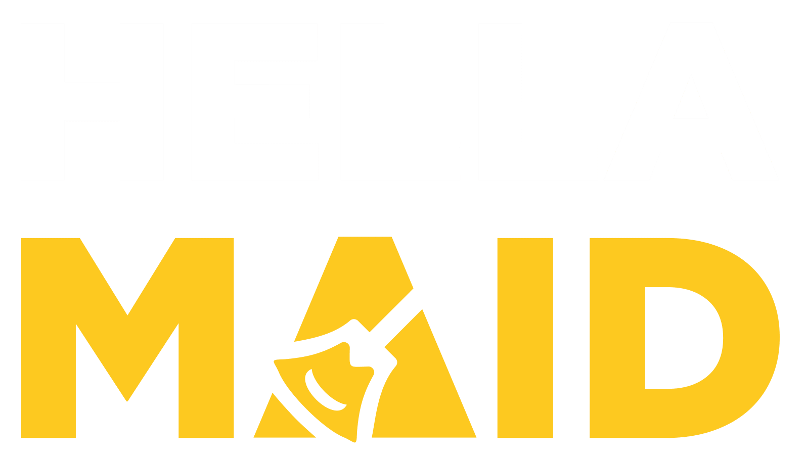 Hellamaid logo in white and gold